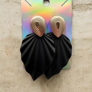 Elegant Black and Gold Leaf Earrings